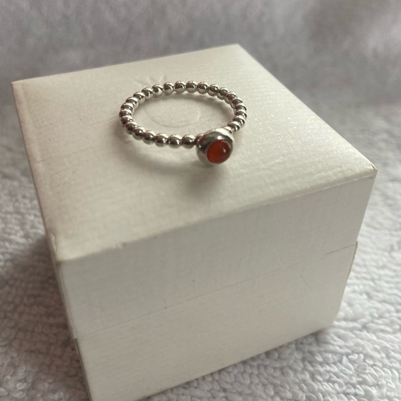 ♦️RARE♦️RETIRED♦️AUTHENTIC PANDORA CARNELIAN BUBBLE TWIST RING - Picture 8 of 11